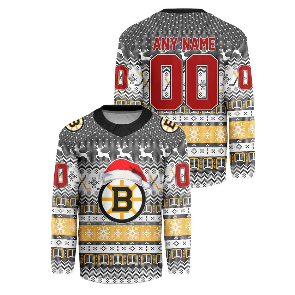 Personalized Boston Bruins Merch Christmas Hockey Jersey Shirt Gift For Hockey Lover