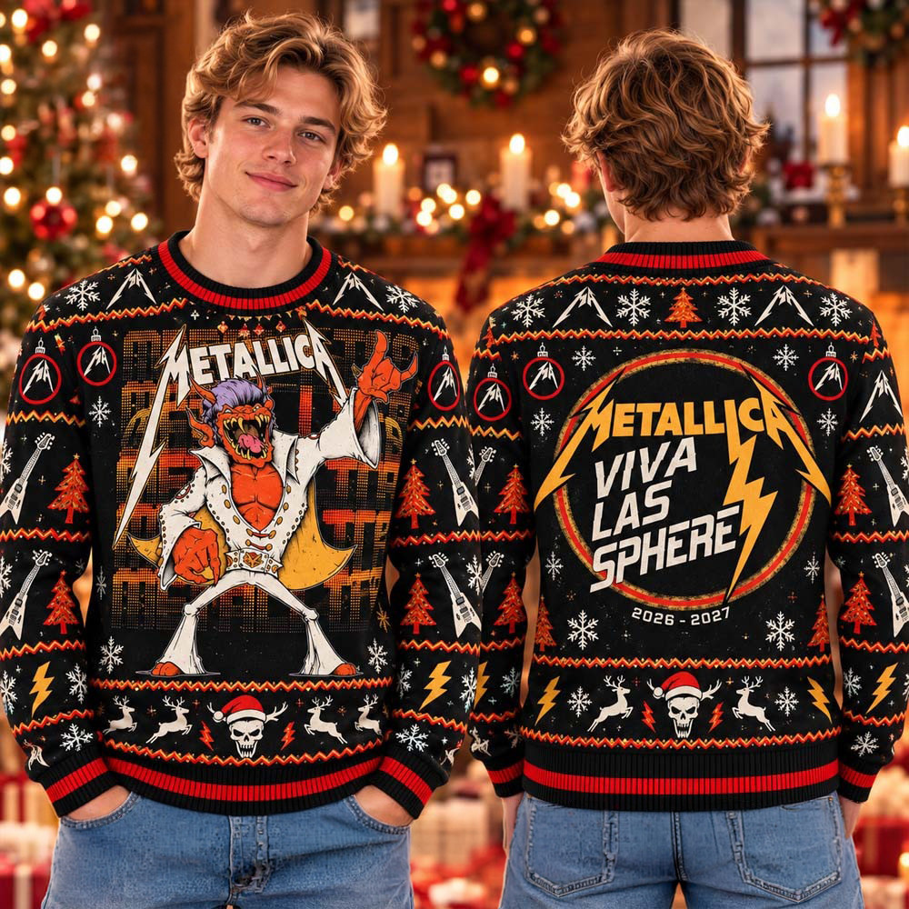Metallica Merch Viva Las Vegas Live At Sphere 2026 Ugly Christmas Sweater Fan Gear 1 - Unicasport Metallica Merch Viva Las Vegas Live At Sphere 2026 Ugly Christmas Sweater Fan Gear