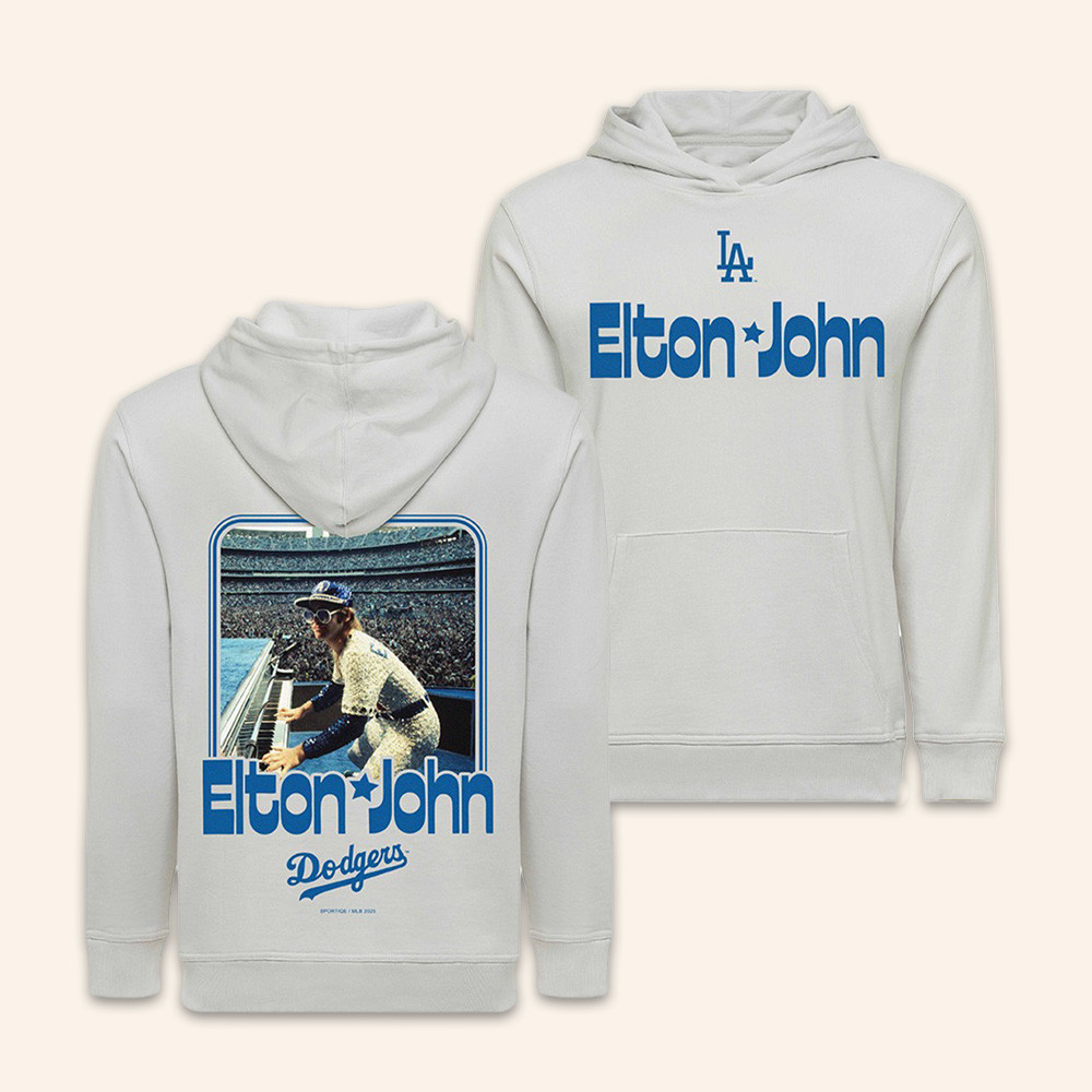 Elton John Merch Elton John Dodger Stadium Hoodie Sportiqe Grey Dodgers Hoodie Gifts Ideas