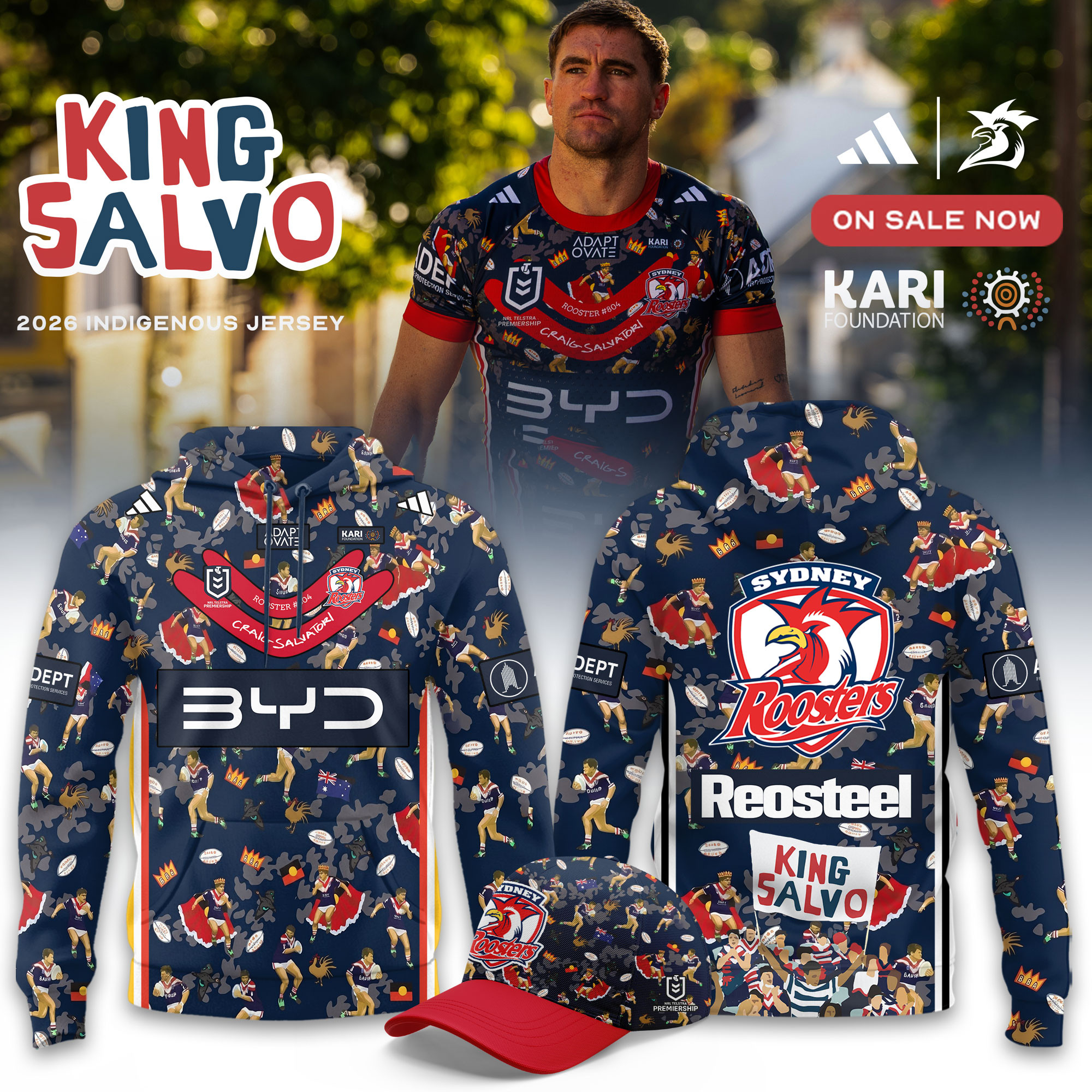 Sydney Roosters 2026 Indigenous Round First Nations Hoodie Sydney Roosters Hooded Sweatshirt Fan Gear