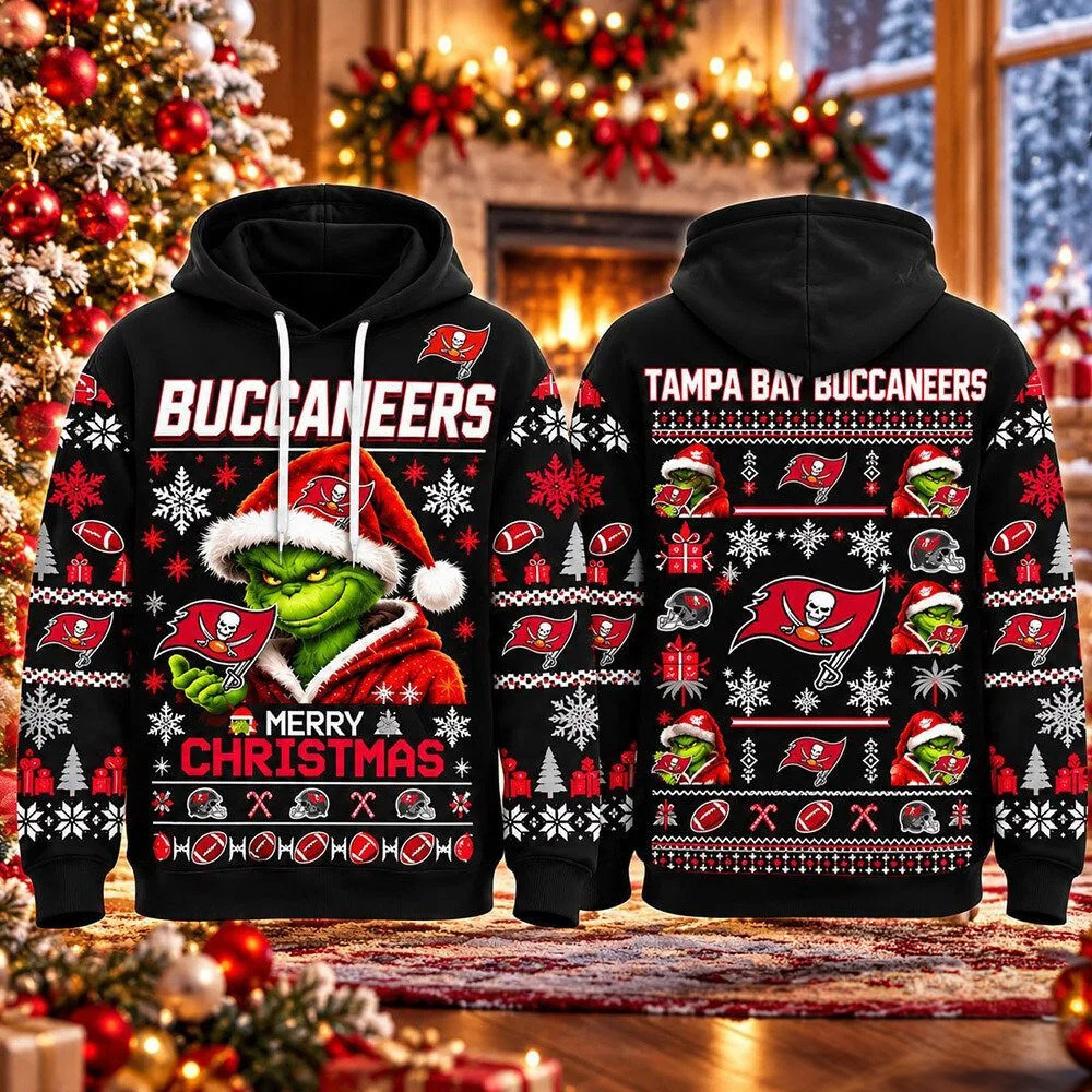 Tampa Bay Buccaneers Merch X Grinch Merry Christmas Football Hoodie Buccaneers Xmas Clothing 1 - Unicasport Tampa Bay Buccaneers Merch X Grinch Merry Christmas Football Hoodie Buccaneers Xmas Clothing