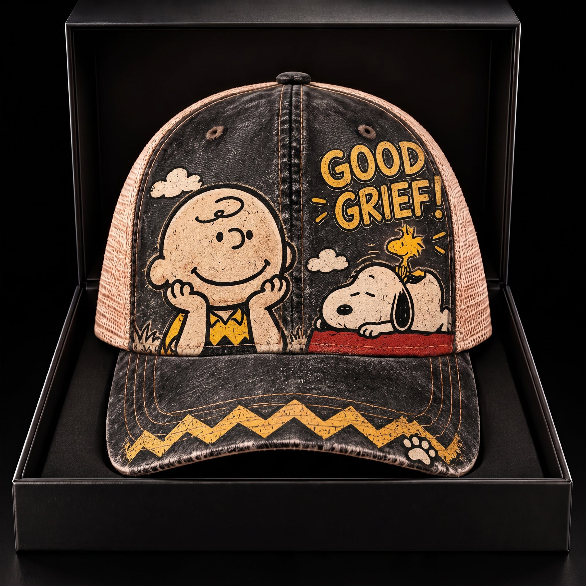 Peanuts Snoopy Charlie Brown Good Grief Trucker Hat Vintage Cartoon Cap Gifts For Peanuts Fans