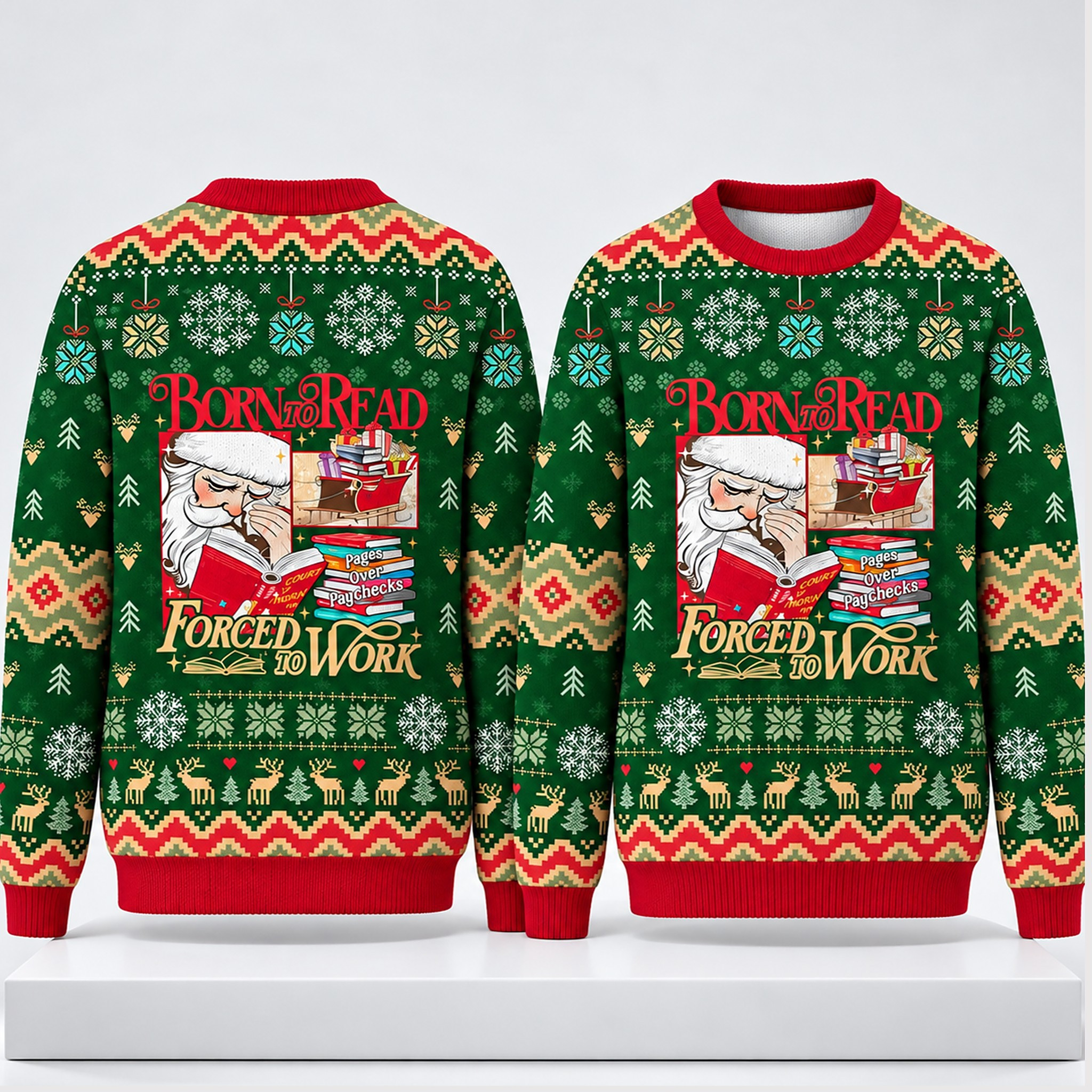 Born To Read Forced To Work Christmas 2026 Ugly Sweater Xmas Gifts For Bookworms 1 - Unicasport Born To Read Forced To Work Christmas 2026 Ugly Sweater Xmas Gifts For Bookworms