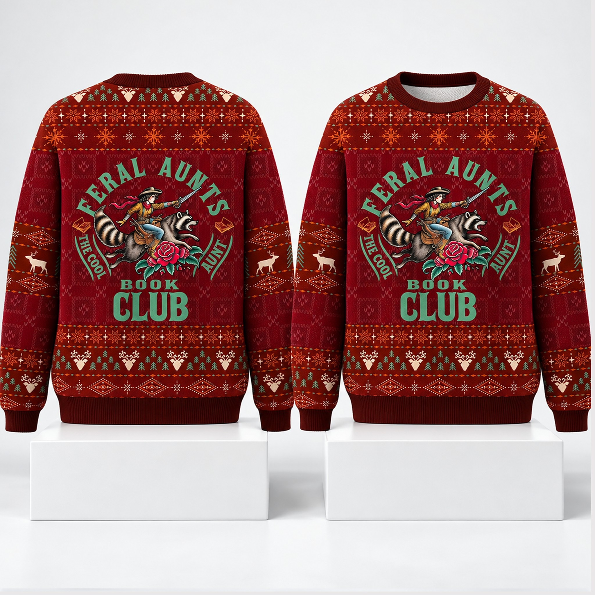 Feral Aunts Book Club Christmas 2026 Ugly Sweater Christmas Gifts For Book Lovers 1 - Unicasport Feral Aunts Book Club Christmas 2026 Ugly Sweater Christmas Gifts For Book Lovers
