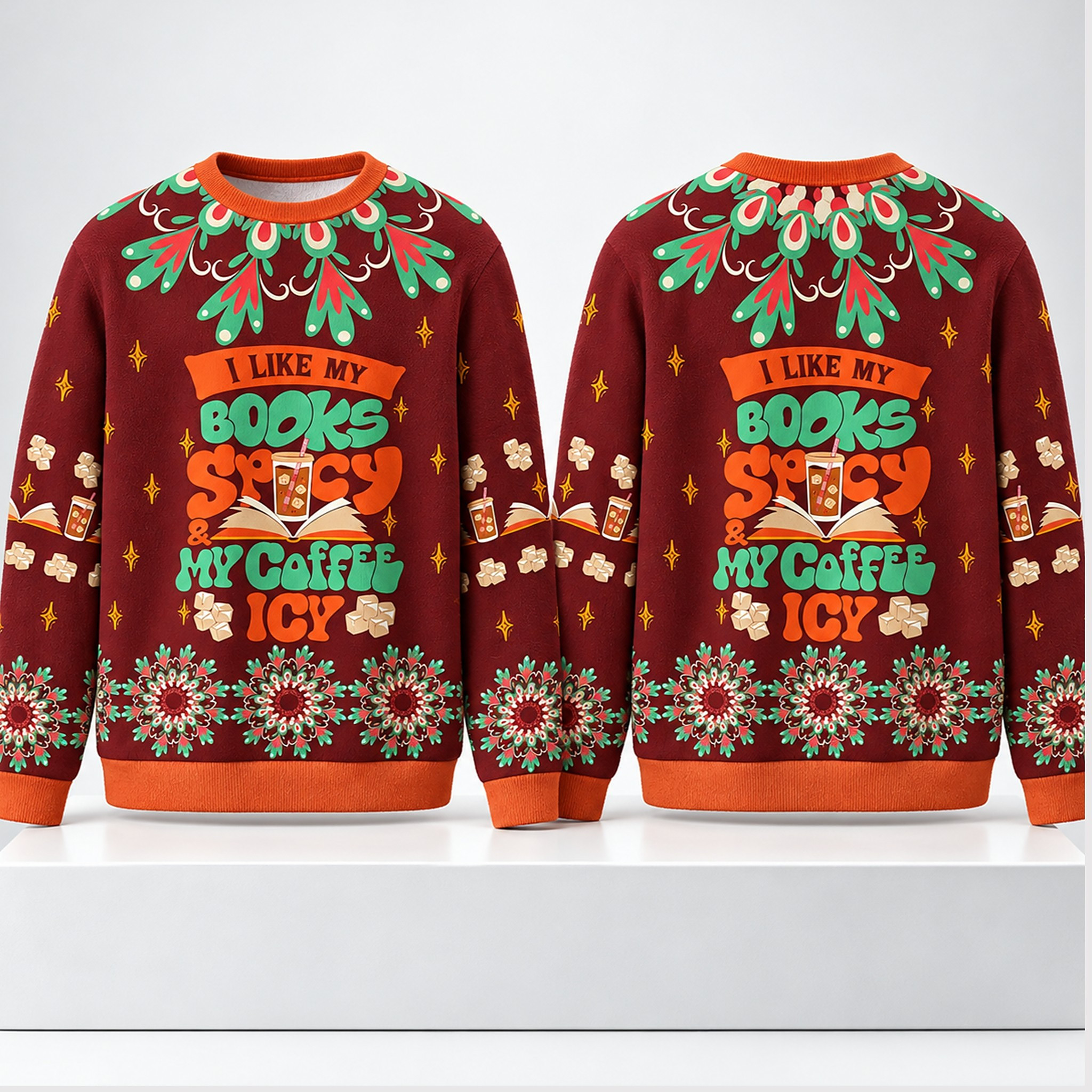 I Like Books Spicy And My Coffee Icy Christmas 2026 Ugly Sweater Xmas Gifts For Bookish 1 - Unicasport I Like Books Spicy And My Coffee Icy Christmas 2026 Ugly Sweater Xmas Gifts For Bookish
