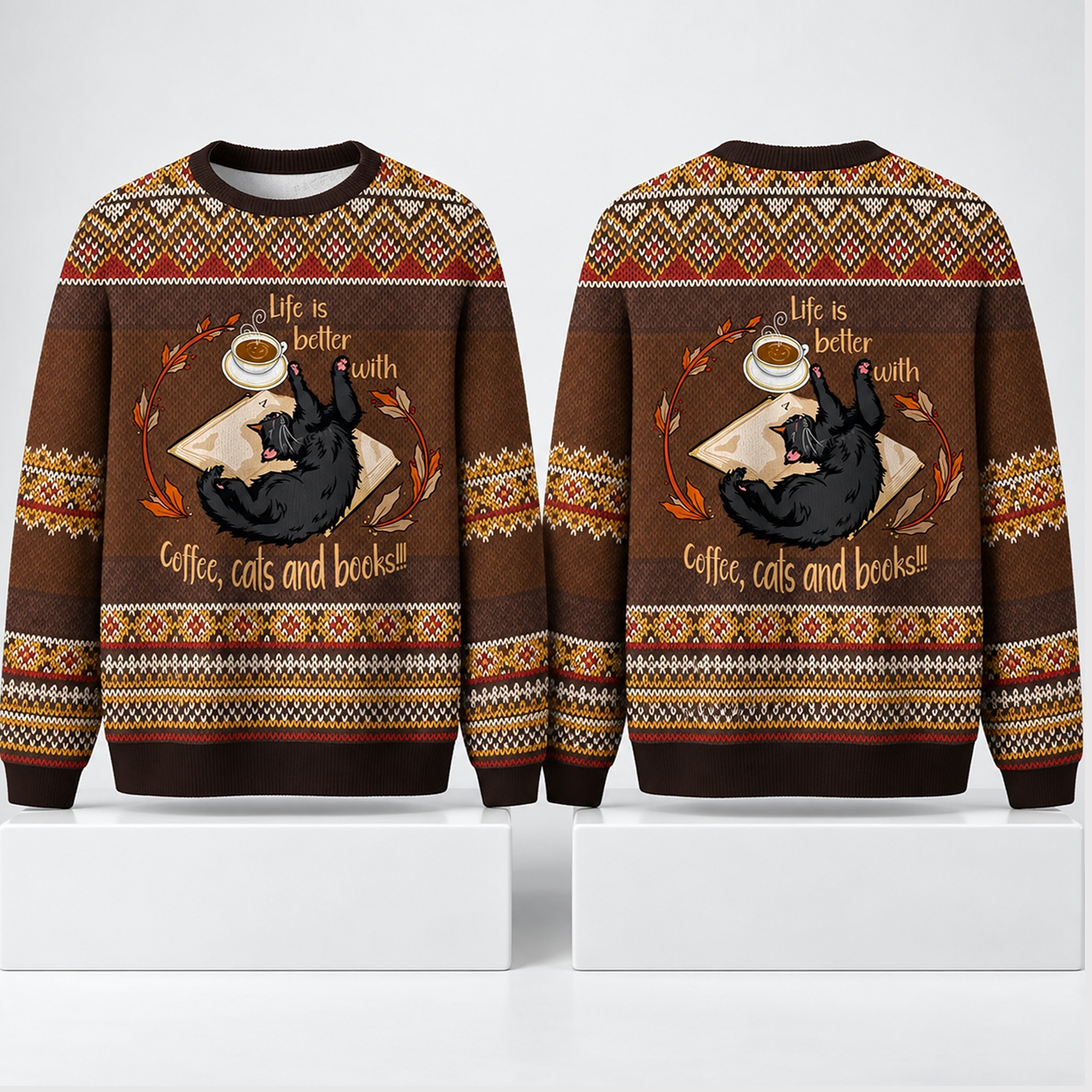 Life Is Better With Coffee Cats And Books Christmas 2026 Ugly Sweater Funny Xmas Gift Ideas 1 - Unicasport Life Is Better With Coffee Cats And Books Christmas 2026 Ugly Sweater Funny Xmas Gift Ideas