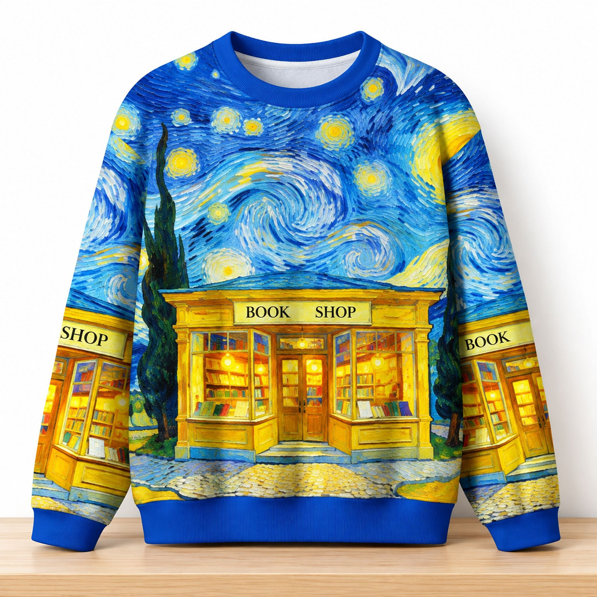 Starry Night Book Shop Christmas 2026 Ugly Sweater Xmas Clothing Bookish Gift Ideas 1 - Unicasport Starry Night Book Shop Christmas 2026 Ugly Sweater Xmas Clothing Bookish Gift Ideas