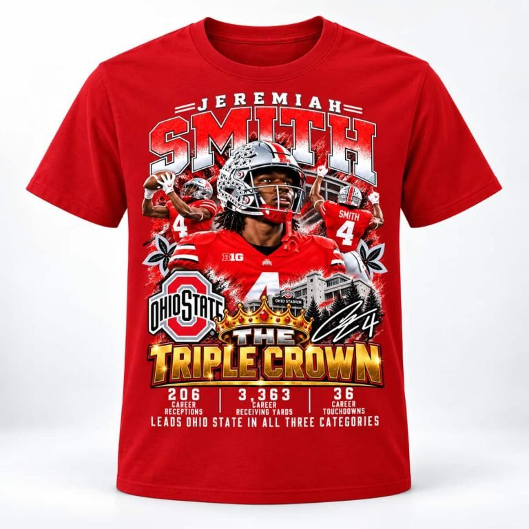 2026 Jeremiah Smith Ohio State Merch T-Shirt The Triple Crown Shirt Tee Gift Ideas