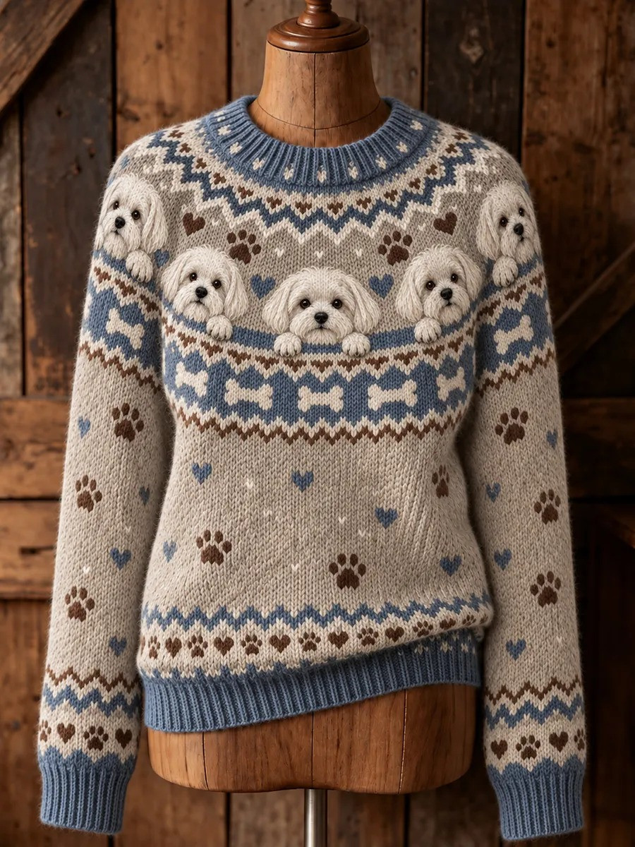 Vintage Cute Dogs & Paws Ugly Christmas Sweater Cute Animal Clothes Gift For Bestie 1 - Unicasport Vintage Cute Dogs & Paws Ugly Christmas Sweater Cute Animal Clothes Gift For Bestie