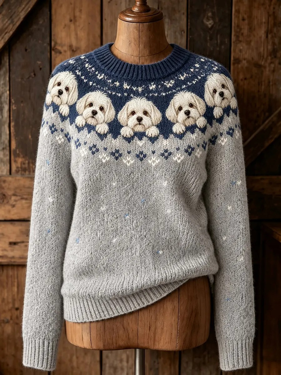 Vintage Cute Dogs & Paws Ugly Christmas Sweater Cute Animal Clothing Gift For Wife 1 - Unicasport Vintage Cute Dogs & Paws Ugly Christmas Sweater Cute Animal Clothing Gift For Wife