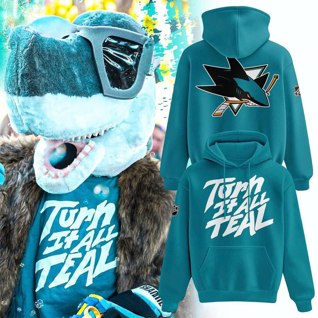 San Jose Sharks Turn It All Teal 2026 S J Sharkie Hoodie San Jose Sharks Merch Fans Gifts 1 - Unicasport San Jose Sharks Turn It All Teal 2026 S J Sharkie Hoodie San Jose Sharks Merch Fans Gifts