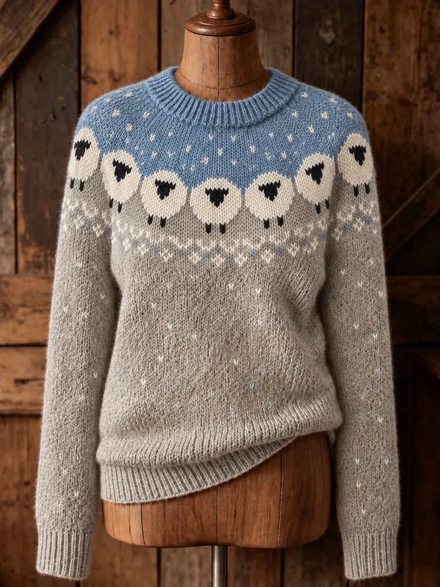 Women's Vintage Farm Sheep Ugly Christmas Sweater Cute Farm Animal Apparel Gift 1 - Unicasport Women's Vintage Farm Sheep Ugly Christmas Sweater Cute Farm Animal Apparel Gift