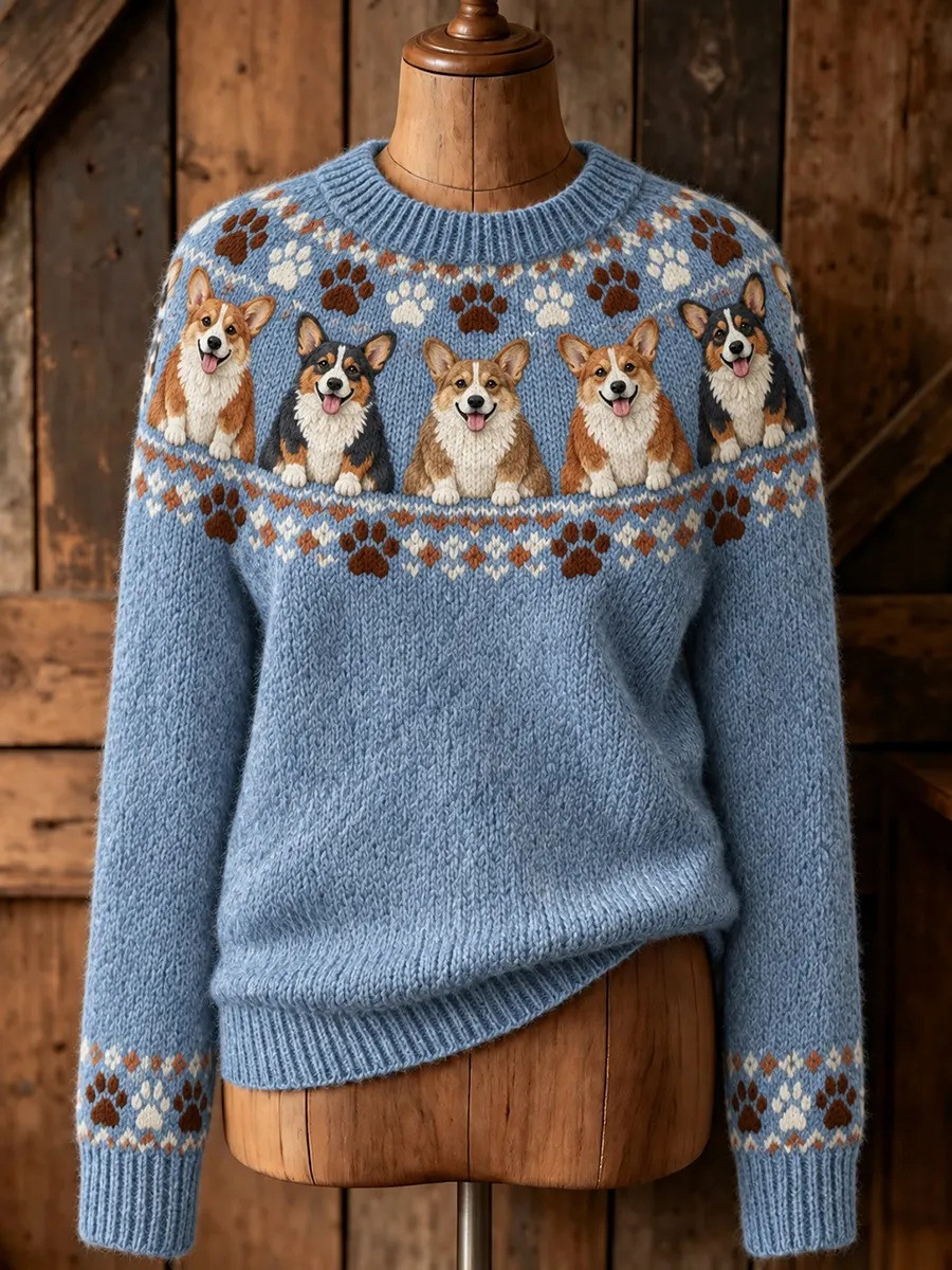 Vintage Cute Dogs & Paws Ugly Christmas Sweater Cute Animal Clothes Gift For Dog Lovers 1 - Unicasport Vintage Cute Dogs & Paws Ugly Christmas Sweater Cute Animal Clothes Gift For Dog Lovers