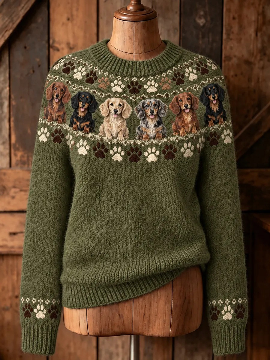 Vintage Cute Dogs & Paws Ugly Christmas Sweater Cute Animal Clothes Gift For Friends 1 - Unicasport Vintage Cute Dogs & Paws Ugly Christmas Sweater Cute Animal Clothes Gift For Friends