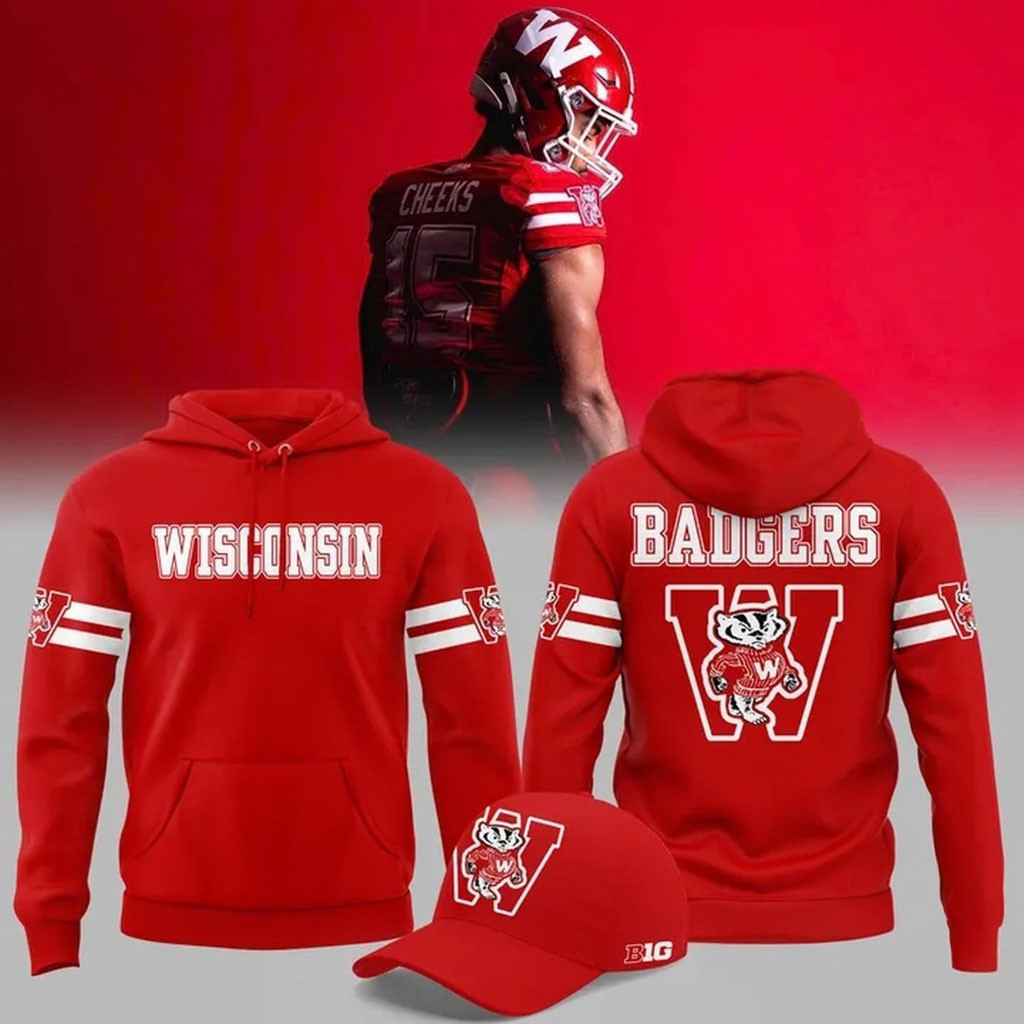 Wisconsin Badgers Football ThrowBack 2026 Red Hoodie Wisconsin Badgers Merch Him Gifts 1 - Unicasport Wisconsin Badgers Football ThrowBack 2026 Red Hoodie Wisconsin Badgers Merch Him Gifts