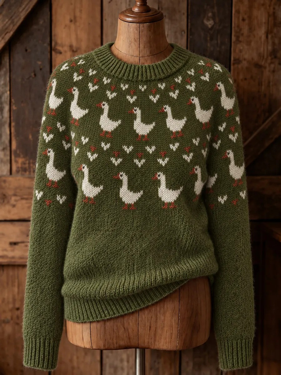Women's Vintage Farm Ducks Ugly Christmas Sweater Cute Farm Animal Apparel Gift 1 - Unicasport Women's Vintage Farm Ducks Ugly Christmas Sweater Cute Farm Animal Apparel Gift