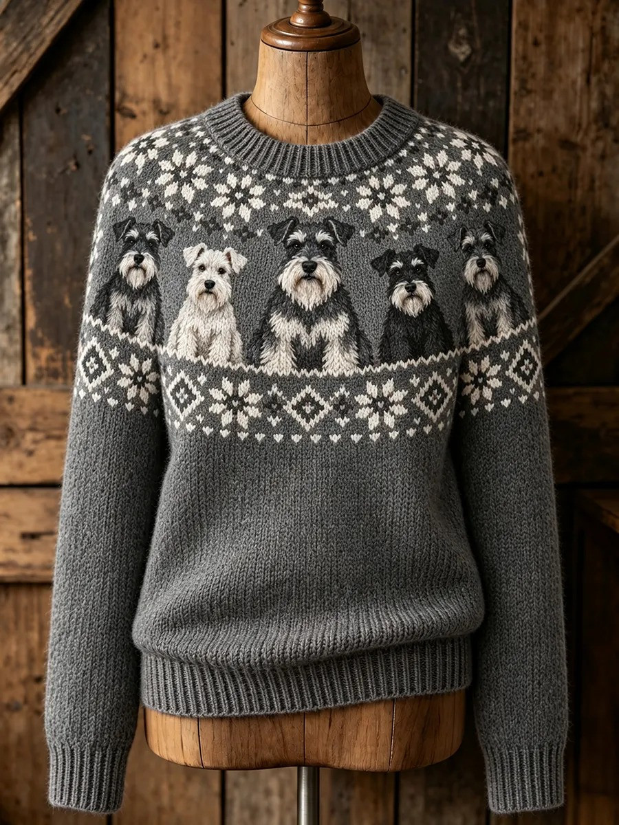 Vintage Schnauzer Dog Pattern Ugly Christmas Sweater Cute Animal Clothes Gift For Dog Lovers 1 - Unicasport Vintage Schnauzer Dog Pattern Ugly Christmas Sweater Cute Animal Clothes Gift For Dog Lovers