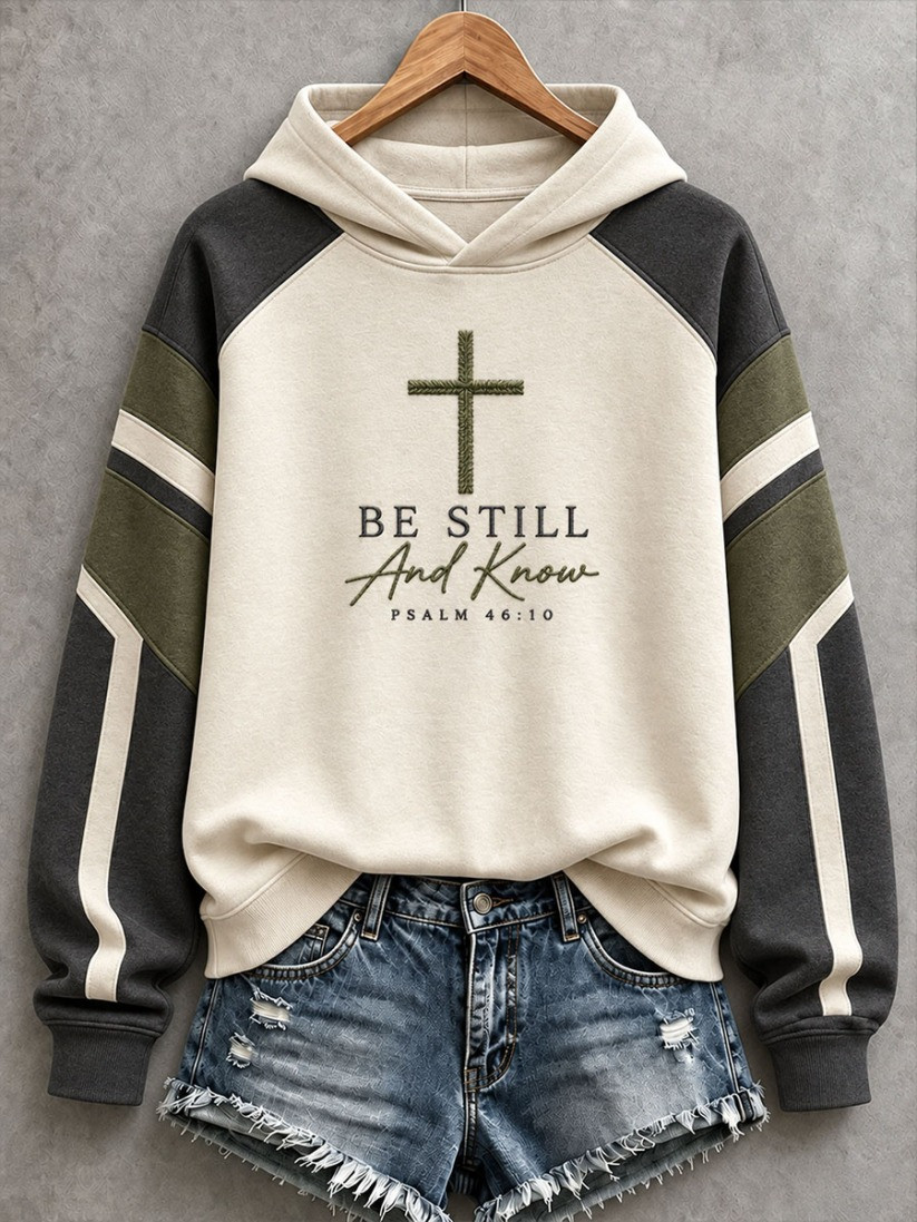 Be Still And Know Christian Hoodie Christian Cross Landscape Hooded Gift Ideas