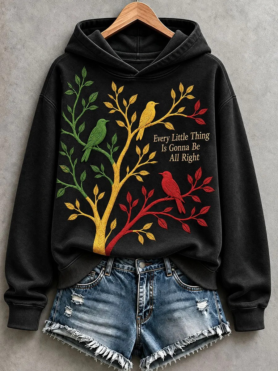 Bob Marley Merch Every Little Thing Three Little Birds Lyrics Hoodie Cool Gifts For Family 1 - Unicasport Bob Marley Merch Every Little Thing Three Little Birds Lyrics Hoodie Cool Gifts For Family