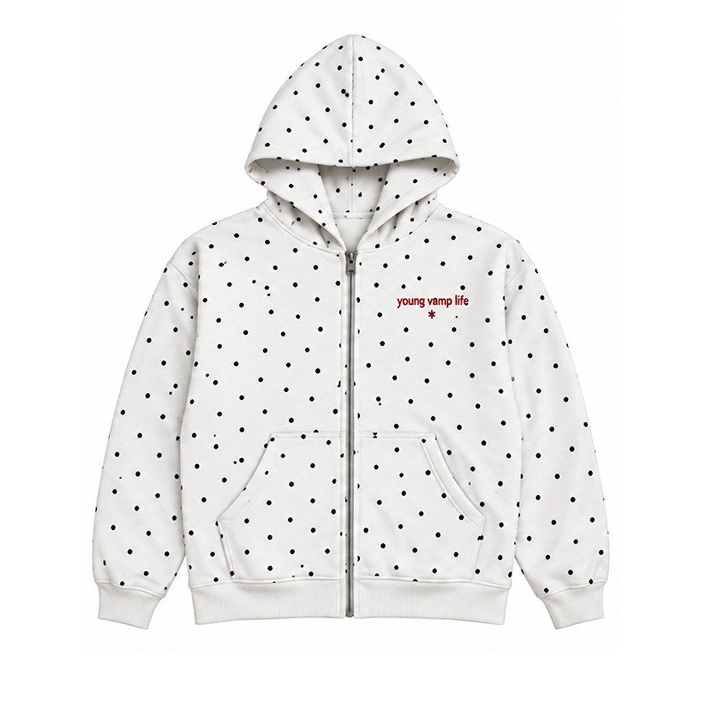 Playboi Carti YVL Merch Polka Dot Zip Up Hoodie Great Gift For Rap Lover 1 - Unicasport Playboi Carti YVL Merch Polka Dot Zip Up Hoodie Great Gift For Rap Lover