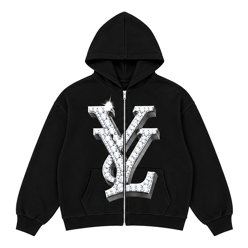 Playboi Carti YVL Merch Crystal Logo Black Zip Up Hoodie Best Gift For Hip Hop Lover 1 - Unicasport Playboi Carti YVL Merch Crystal Logo Black Zip Up Hoodie Best Gift For Hip Hop Lover