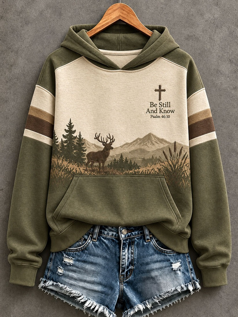 Be Still And Know Christian Hoodie Nature Mountain Cross Apparel Gift For Women 1 - Unicasport Be Still And Know Christian Hoodie Nature Mountain Cross Apparel Gift For Women