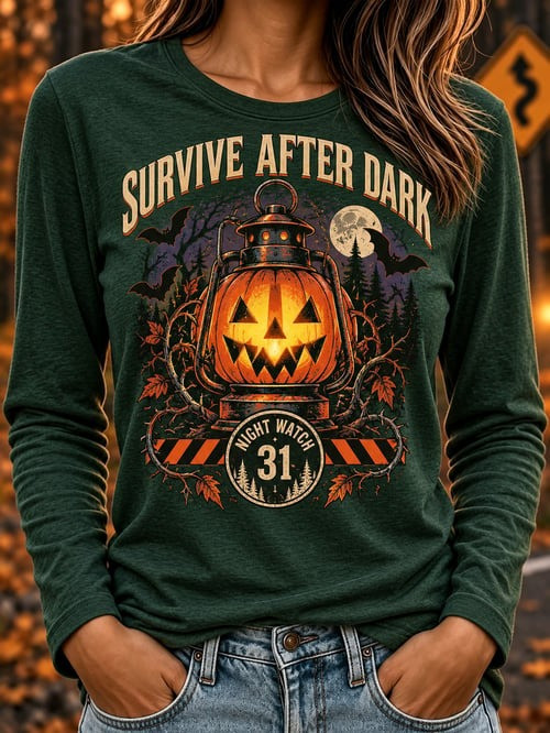 Survive After Dark Halloween Long Sleeve Shirt Jack O Lantern Shirt Halloween Gifts Ideas