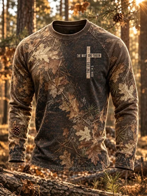 Autumn Winter Jungle Faith Long Sleeve Shirt Christian Merch Gift For Dad
