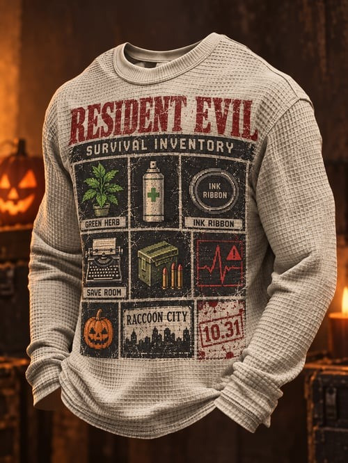 Resident Evil Graphic Halloween Long Sleeve Shirt Retro Resident Evil Apparel Halloween Gifts