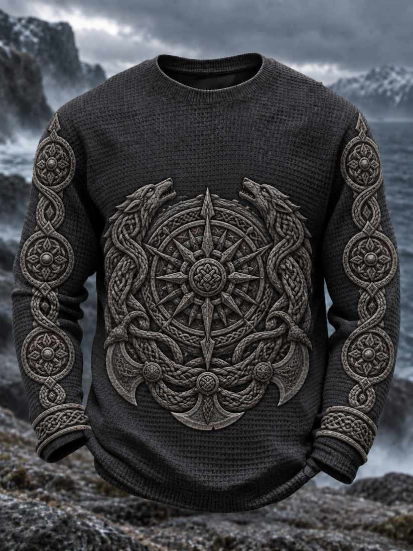 Men Viking Vegvisir Compass Long Sleeve Shirt Norse Mythology Clothes Gift