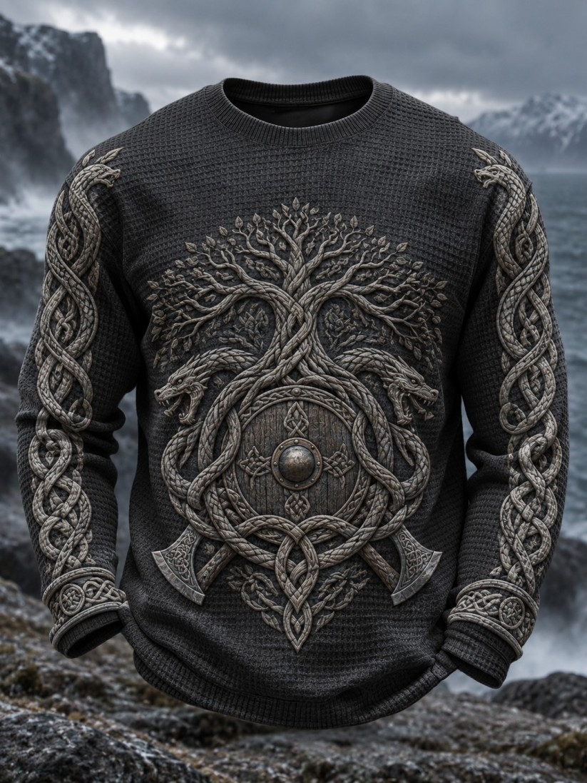 Men Viking Yggdrasil Tree Of Life Long Sleeve Shirt Norse Mythology Apparel Gift