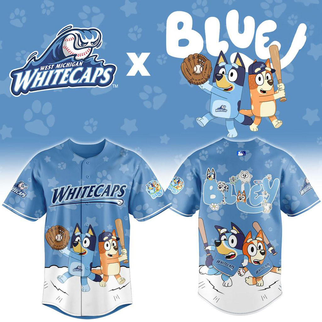 West Michigan Whitecaps x Bluey Night Baseball Jersey Michigan Whitecaps Merch Fan Gear 1 - Unicasport West Michigan Whitecaps x Bluey Night Baseball Jersey Michigan Whitecaps Merch Fan Gear