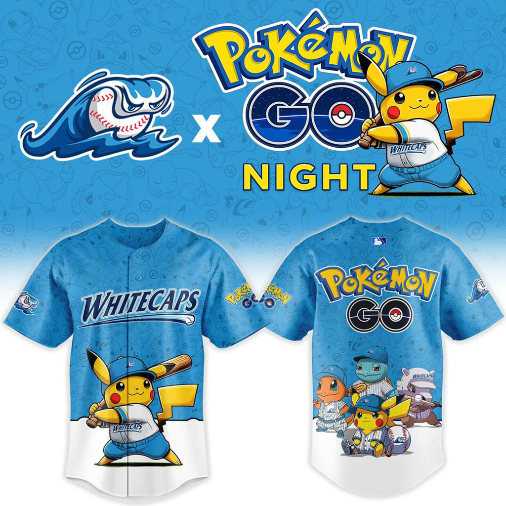 West Michigan Whitecaps x Pokemon GO Night Baseball Jersey Michigan Whitecaps Merch Fan Gear 1 - Unicasport West Michigan Whitecaps x Pokemon GO Night Baseball Jersey Michigan Whitecaps Merch Fan Gear