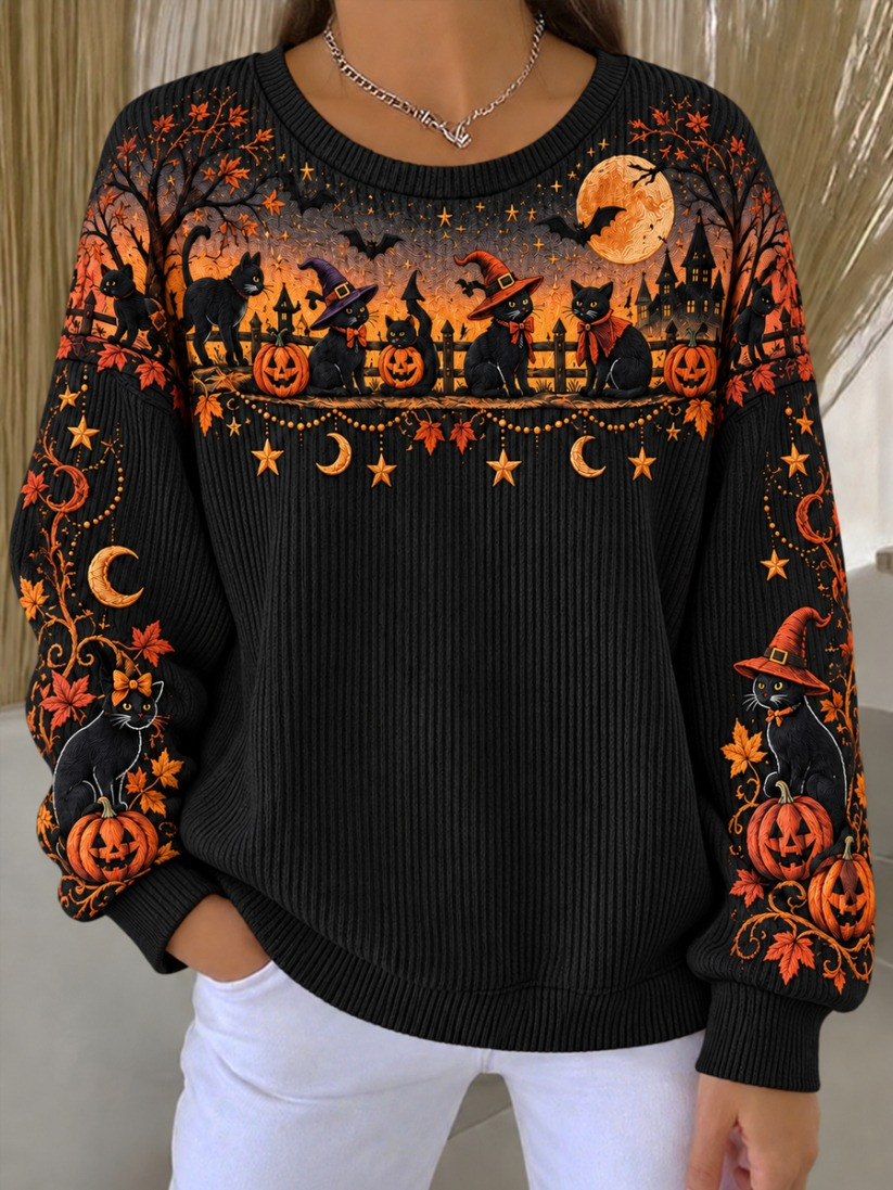 Halloween Witch Cat Sweatshirt Halloween Clothes Gift For Women 1 - Unicasport Halloween Witch Cat Sweatshirt Halloween Clothes Gift For Women
