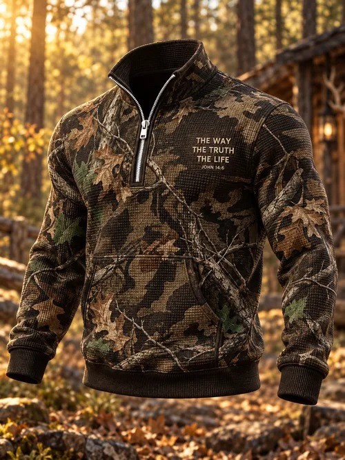 Autumn Winter Jungle Faith Camo Half Zip Sweatshirt Gift For Men 1 - Unicasport Autumn Winter Jungle Faith Camo Half Zip Sweatshirt Gift For Men