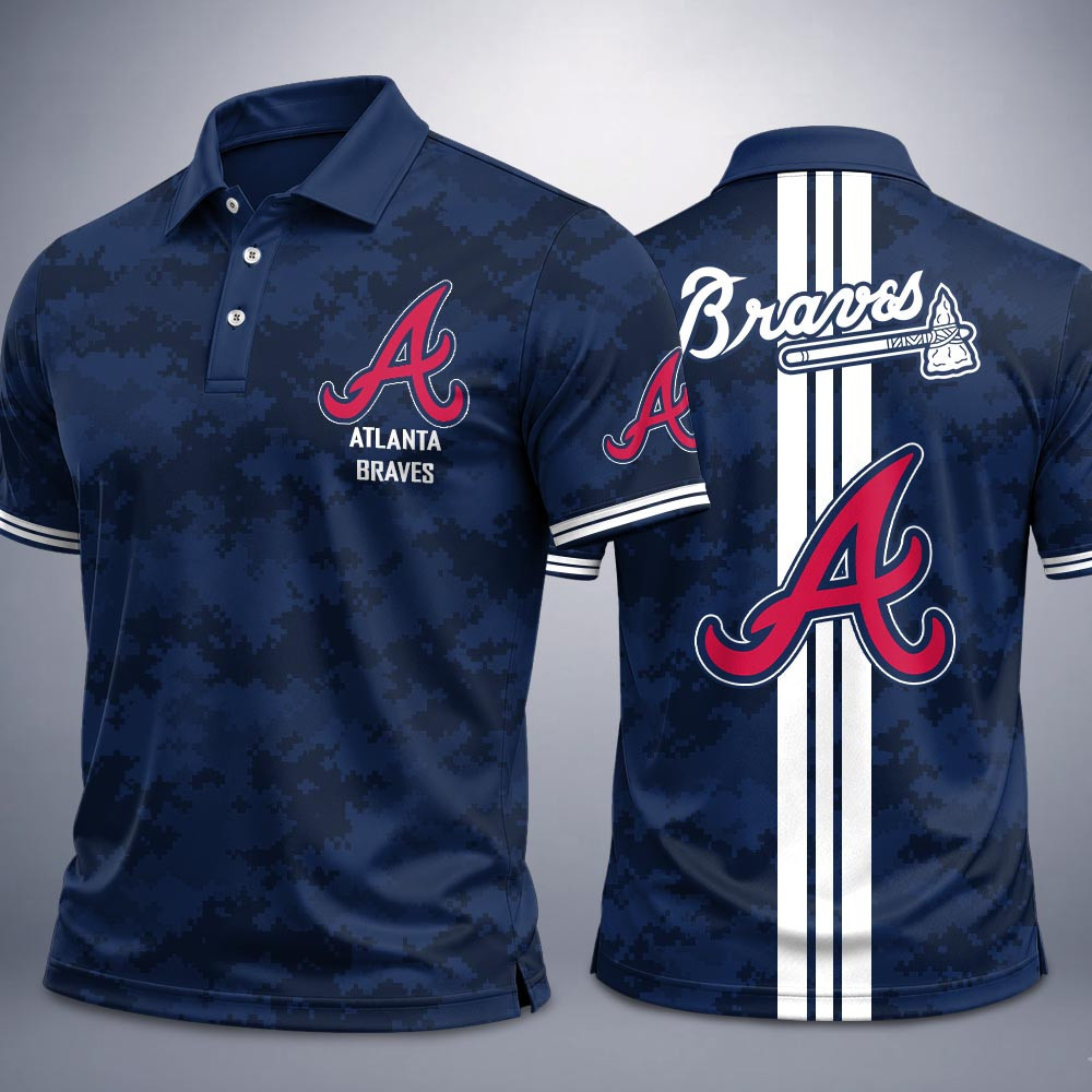 Atlanta Braves Merch Camo Polo Shirt Braves Baseball Pride Clothing Braves Fan Gifts