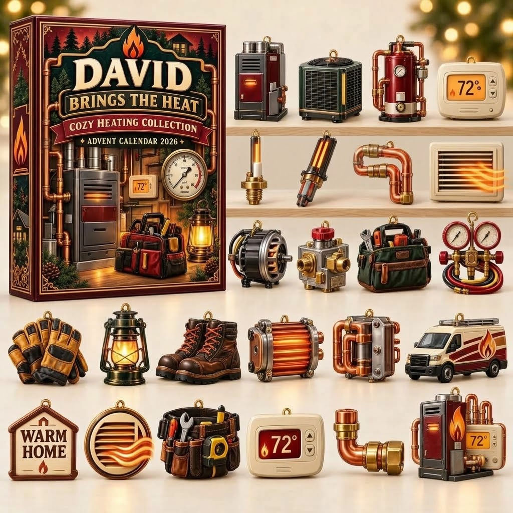Heating Service 2026 Advent Calendar Christmas Tree Ornaments HVAC Technician Holiday Decor