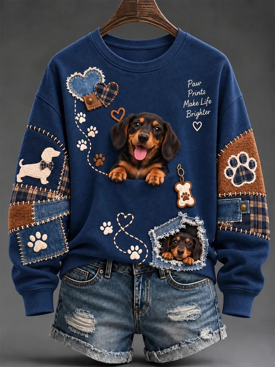Dachshund Cute Animals Sweatshirt Paw Prints Make Life Brighter Sweatshirt Dachshund Lovers Gift 1 - Unicasport Dachshund Cute Animals Sweatshirt Paw Prints Make Life Brighter Sweatshirt Dachshund Lovers Gift