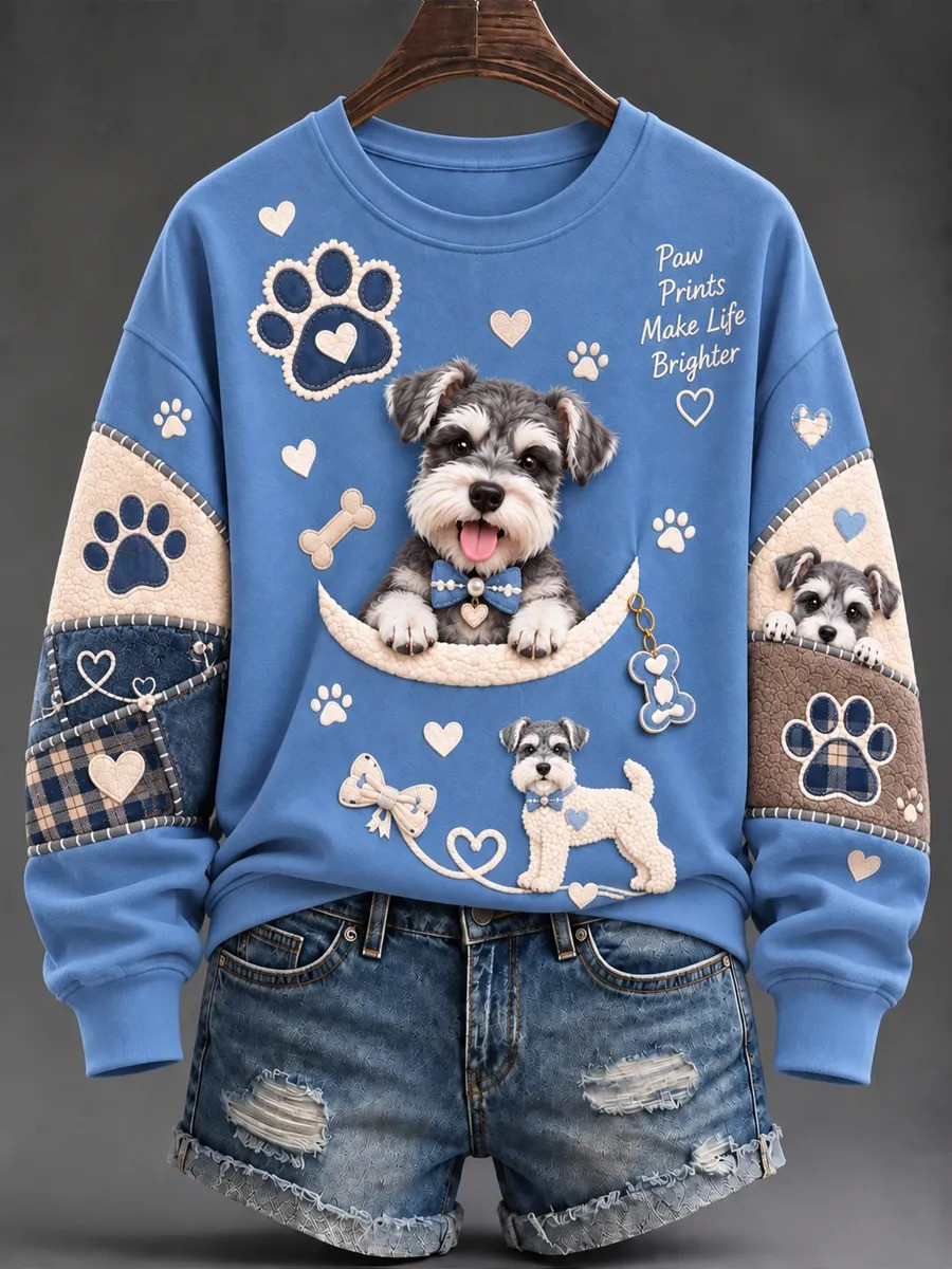 Schnauzer Paw Prints Make Life Brighter Sweatshirt Cute Puppy Sweatshirt Schnauzer Lovers Gifts 1 - Unicasport Schnauzer Paw Prints Make Life Brighter Sweatshirt Cute Puppy Sweatshirt Schnauzer Lovers Gifts
