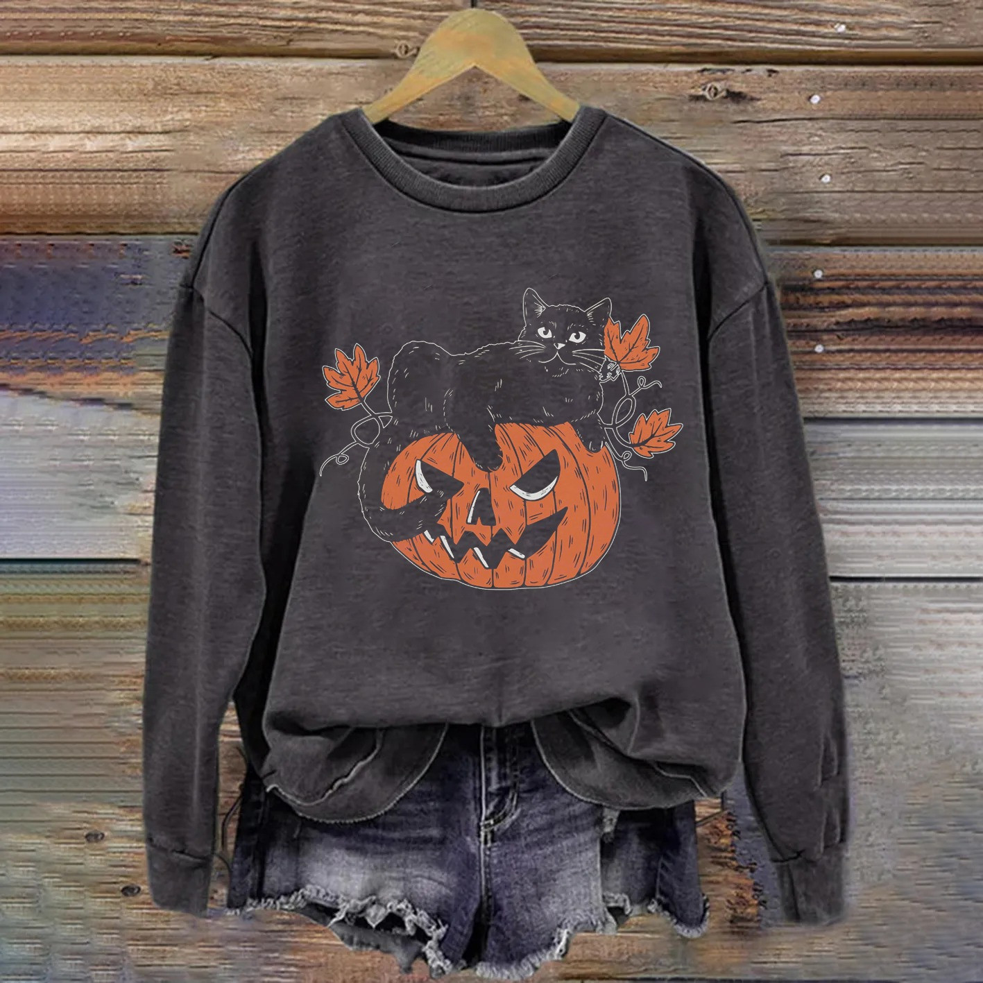 Black Cat On Pumpkin Halloween Sweatshirt Cute Halloween Outfits Gifts For Cat Lovers 1 - Unicasport Black Cat On Pumpkin Halloween Sweatshirt Cute Halloween Outfits Gifts For Cat Lovers