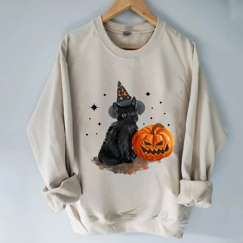 Black Cat Vintage Halloween Sweatshirt Spooky Season Clothing Halloween Gifts For Cat Lovers 1 - Unicasport Black Cat Vintage Halloween Sweatshirt Spooky Season Clothing Halloween Gifts For Cat Lovers