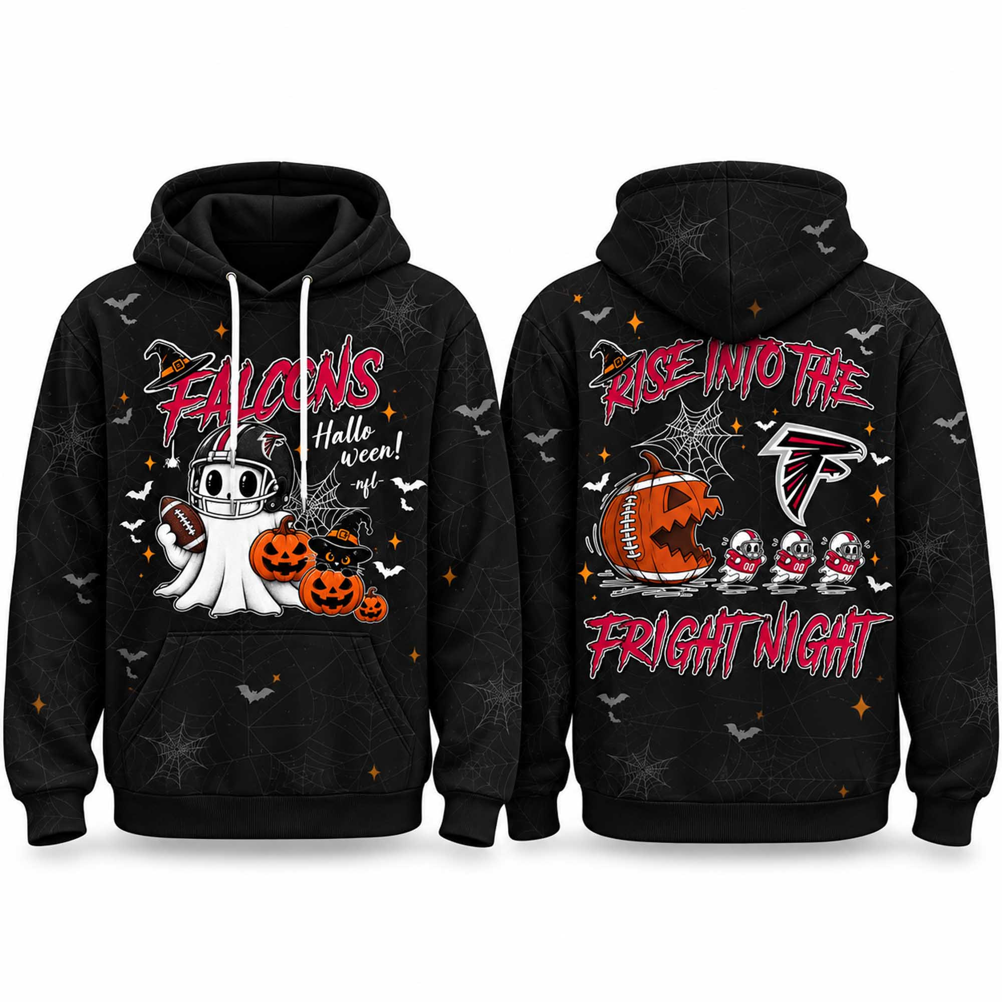 Atlanta Falcons Halloween Rise Into The Fright Night Hoodie Halloween Gifts For Falcons Fans