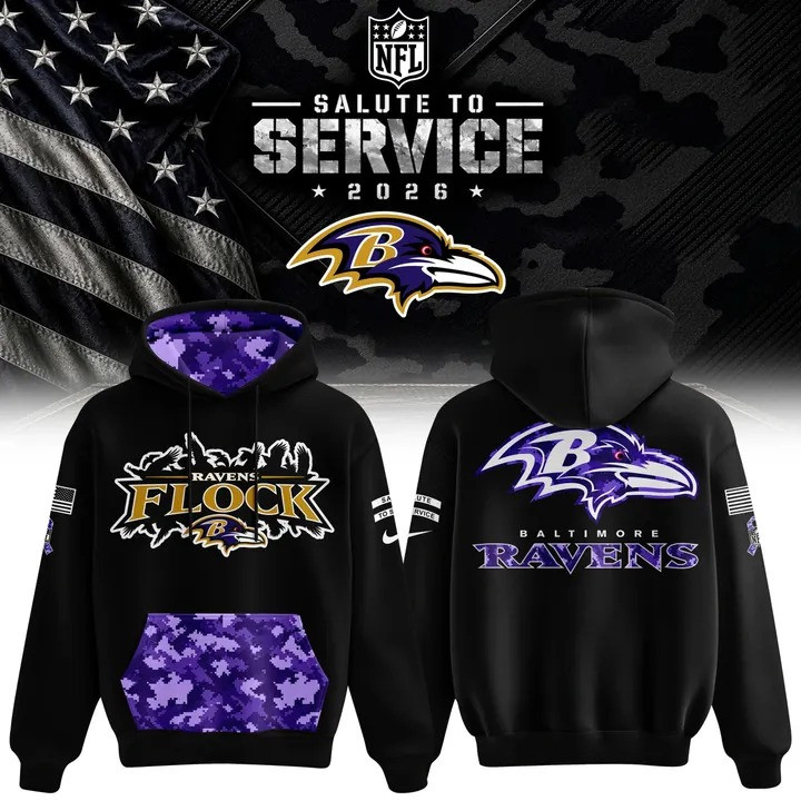 Baltimore Ravens Merch Salute To Service 2026 Hoodie Gifts Ideas For Ravens Flock 1 - Unicasport Baltimore Ravens Merch Salute To Service 2026 Hoodie Gifts Ideas For Ravens Flock