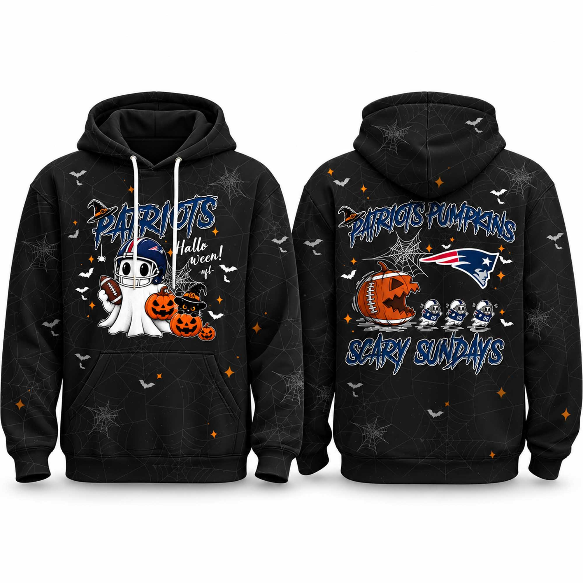 Halloween New England Patriots Pumpkins Scary Sundays Hoodie Gifts For Pat Nation 1 - Unicasport Halloween New England Patriots Pumpkins Scary Sundays Hoodie Gifts For Pat Nation