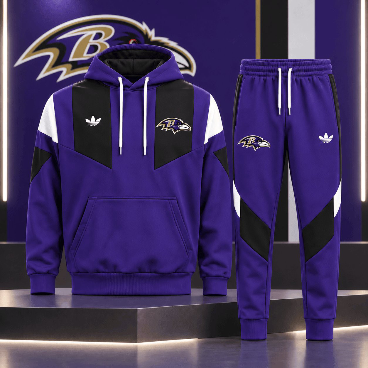 Baltimore Ravens Merch Hoodie And Sweatpants Set Game Day Outfit Presents For Ravens Fans 1 - Unicasport Baltimore Ravens Merch Hoodie And Sweatpants Set Game Day Outfit Presents For Ravens Fans