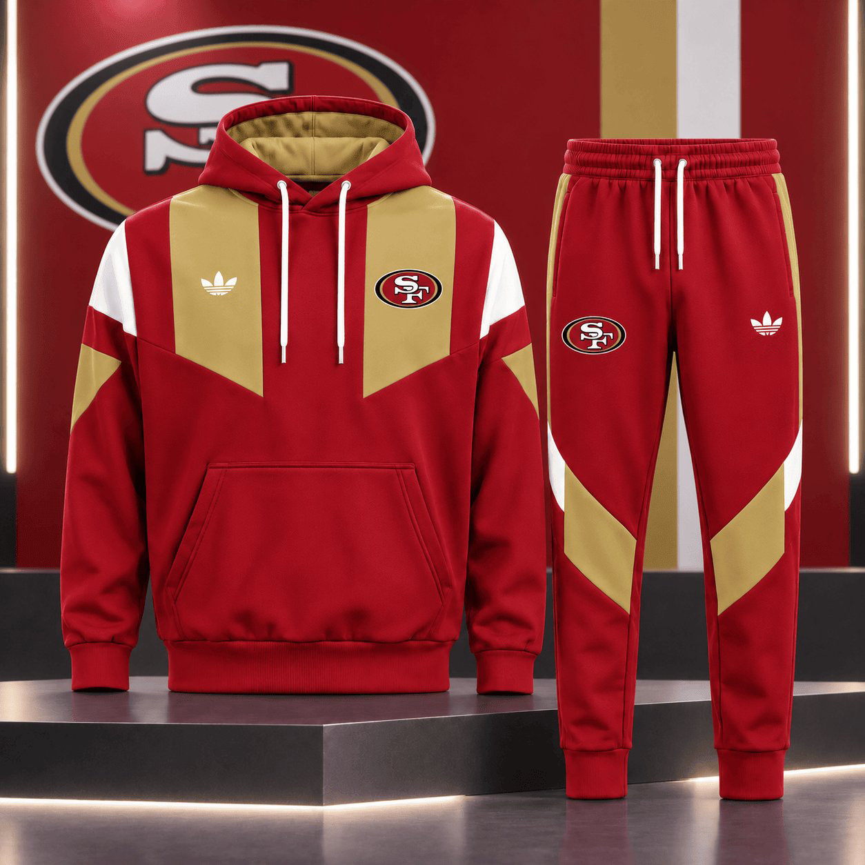 San Francisco 49ers Merch Hoodie And Sweatpants Set Game Day Outfit Football Fan Gifts 1 - Unicasport San Francisco 49ers Merch Hoodie And Sweatpants Set Game Day Outfit Football Fan Gifts