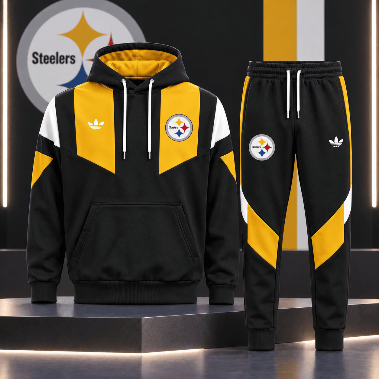 Pittsburgh Steelers Merch Hoodie And Sweatpants Set Game Day Outfit Gift For Fans 1 - Unicasport Pittsburgh Steelers Merch Hoodie And Sweatpants Set Game Day Outfit Gift For Fans