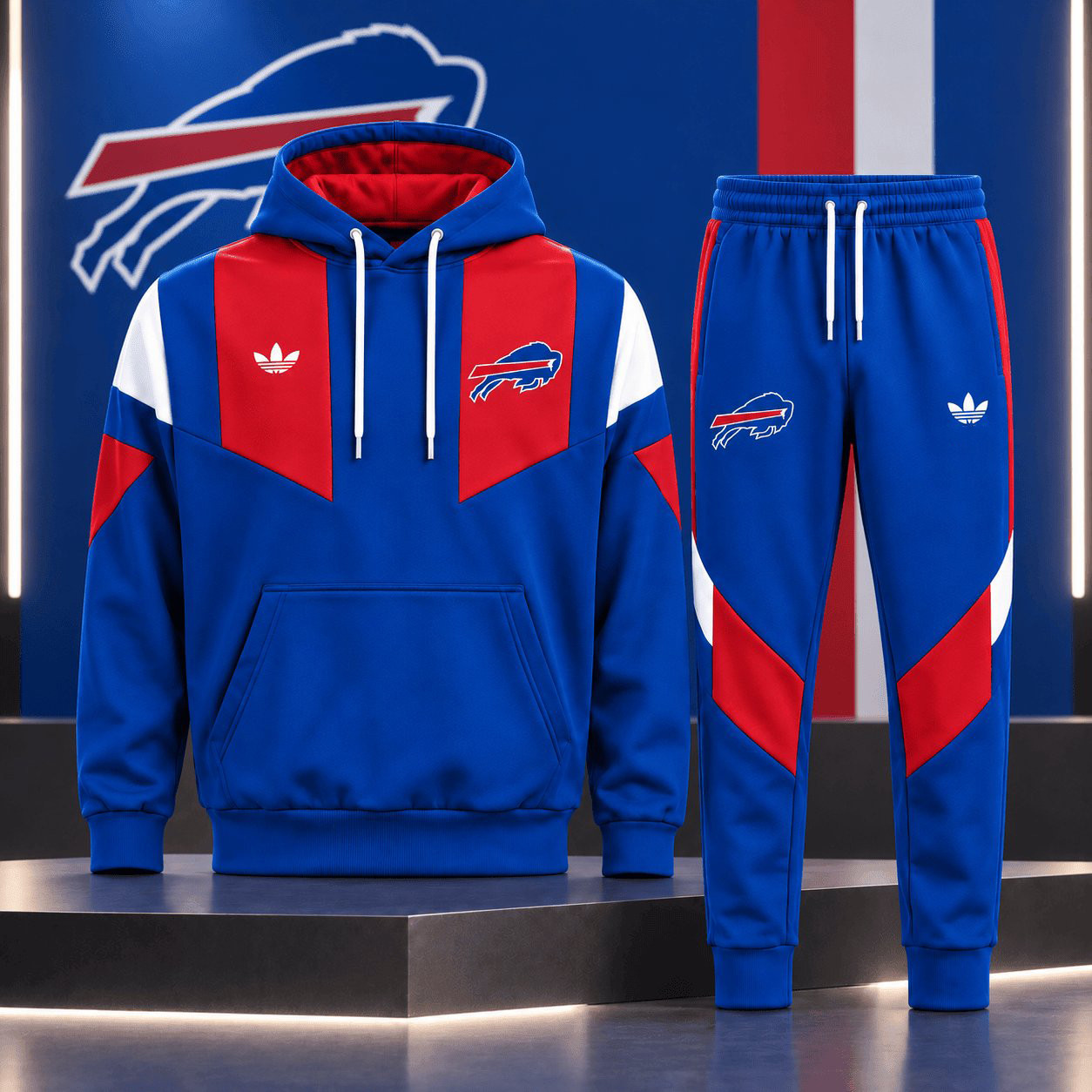 Buffalo Bills Merch Hoodie And Sweatpants Set Game Day Outfit Present For Husband 1 - Unicasport Buffalo Bills Merch Hoodie And Sweatpants Set Game Day Outfit Present For Husband