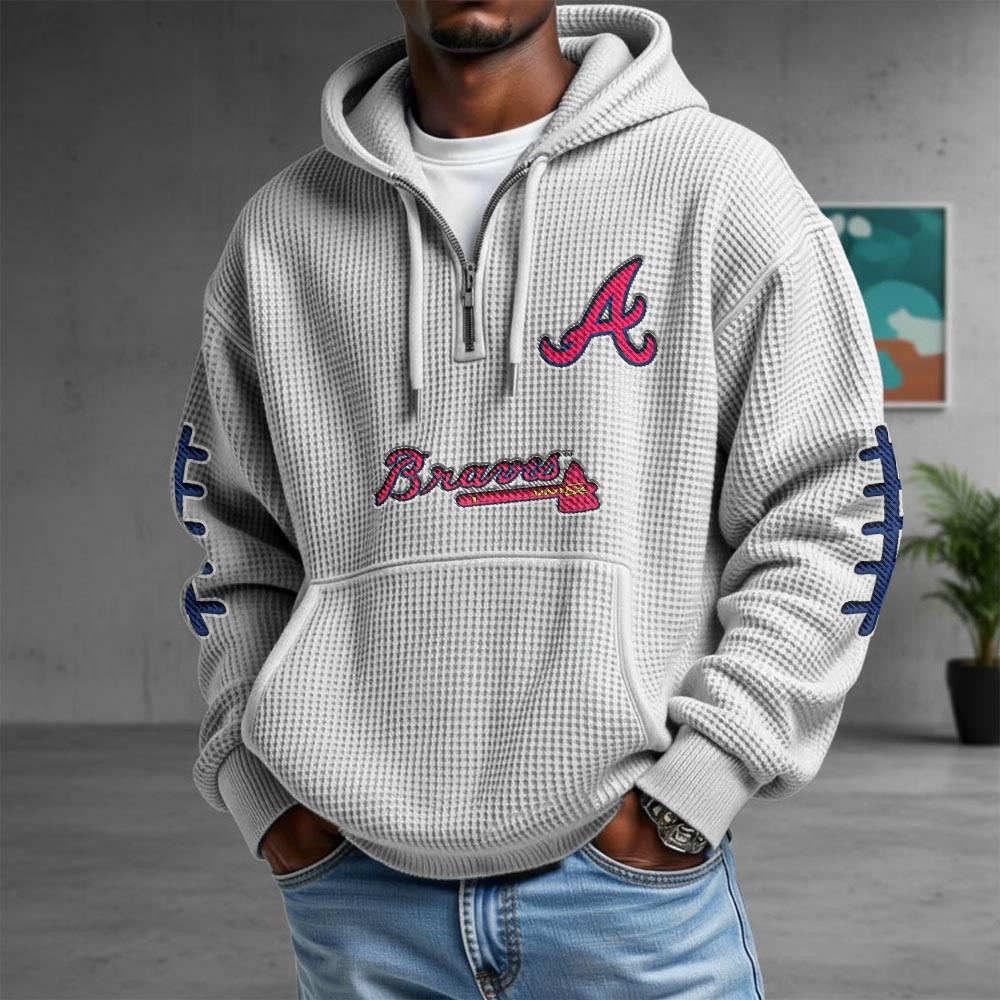 Atlanta Braves Merch Quarter Zip Hoodie Braves Baseball Pride Gear Sport Gifts