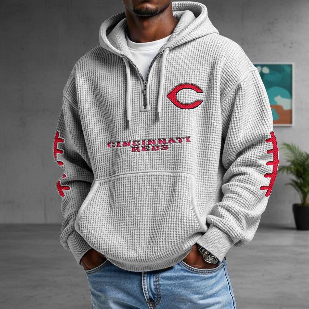 Cincinnati Reds Merch Quarter Zip Hoodie Reds Baseball Pride Outfits MLB Fans Gift 1 - Unicasport Cincinnati Reds Merch Quarter Zip Hoodie Reds Baseball Pride Outfits MLB Fans Gift